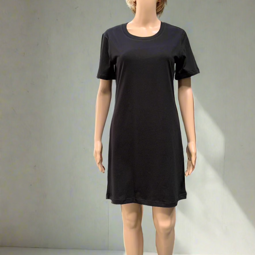 Black Long Tee Dress front
