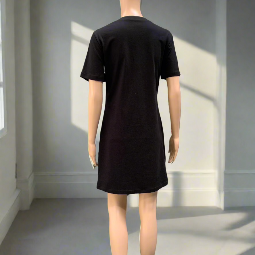 Black long tee dress back