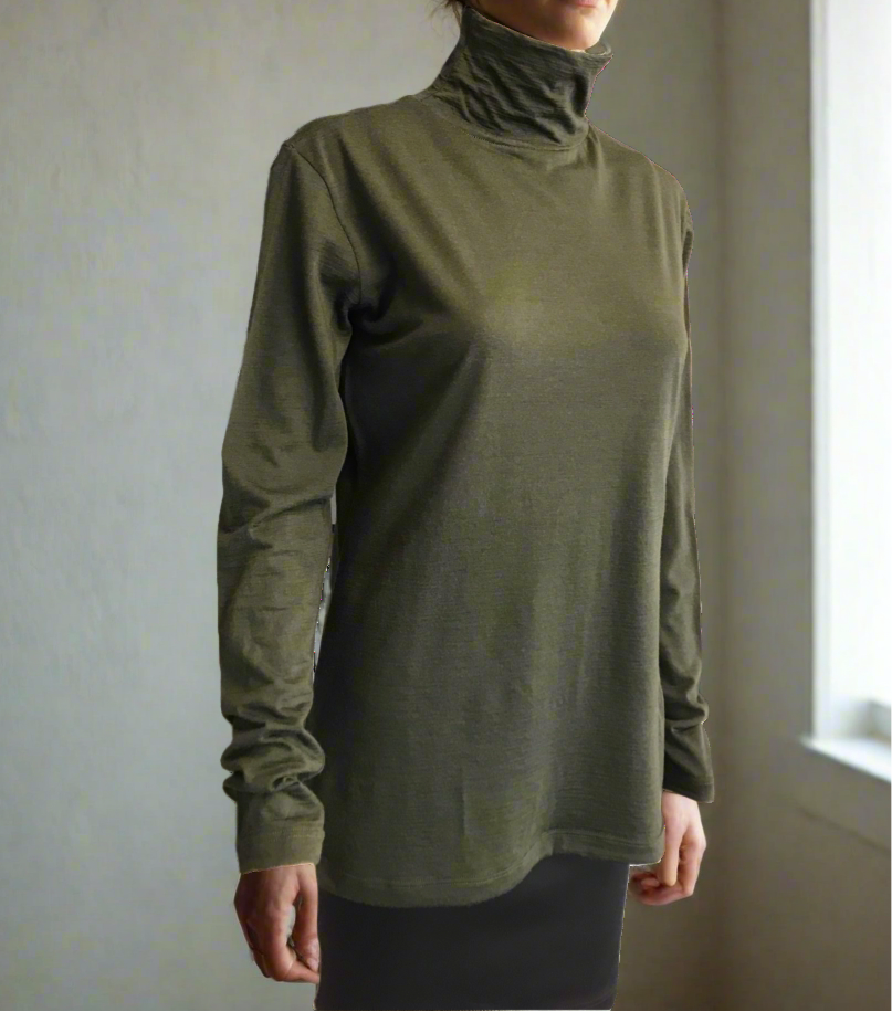 Women's Merino Long Sleeve high neck T-shirt