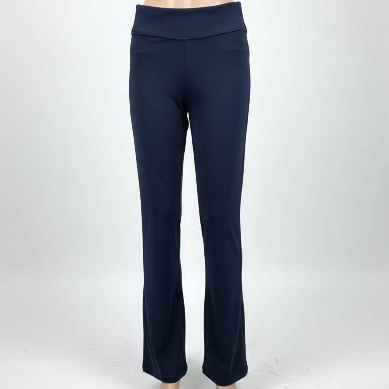 Navy pants on a mannequin against a white background