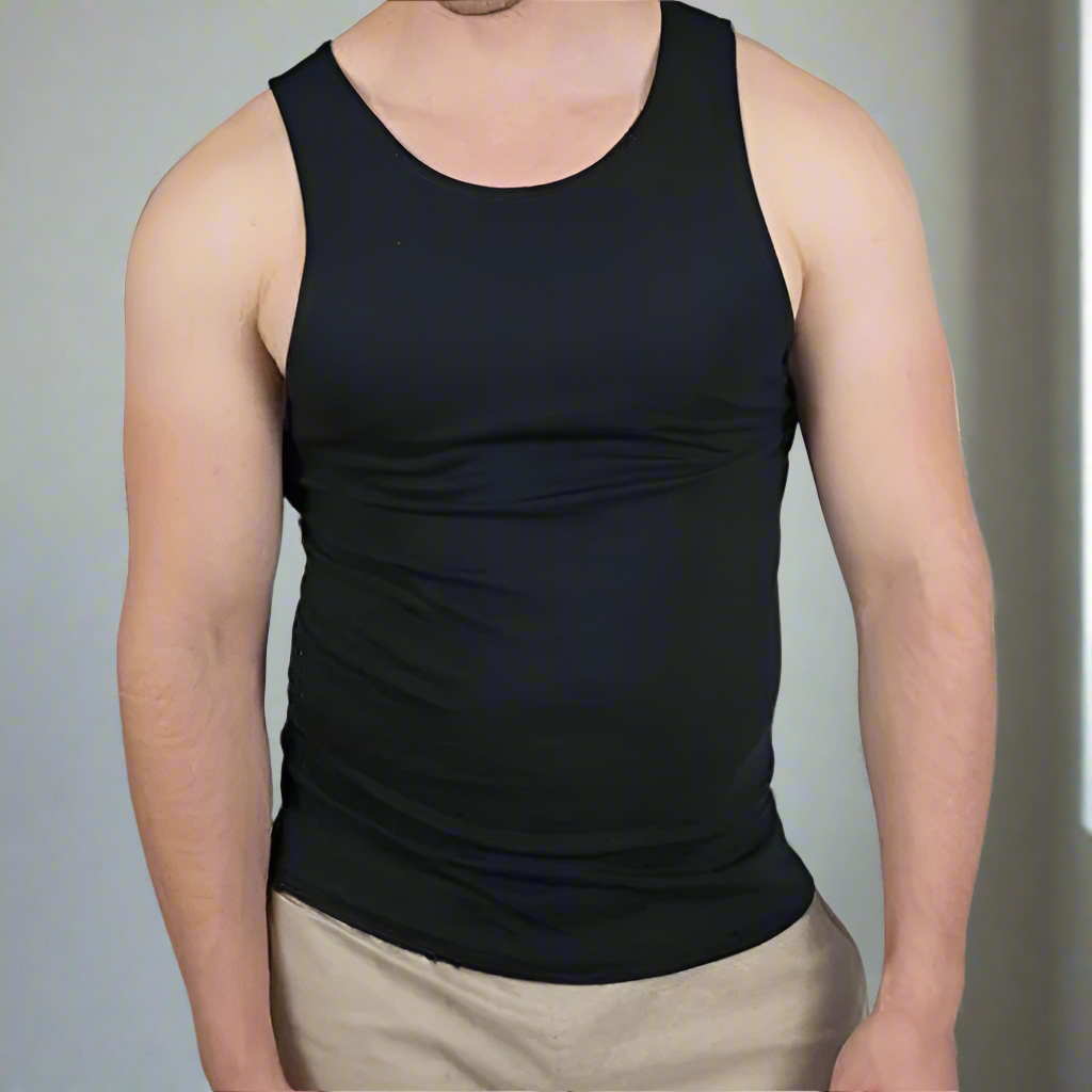 ManBlackRegularfitsinglet