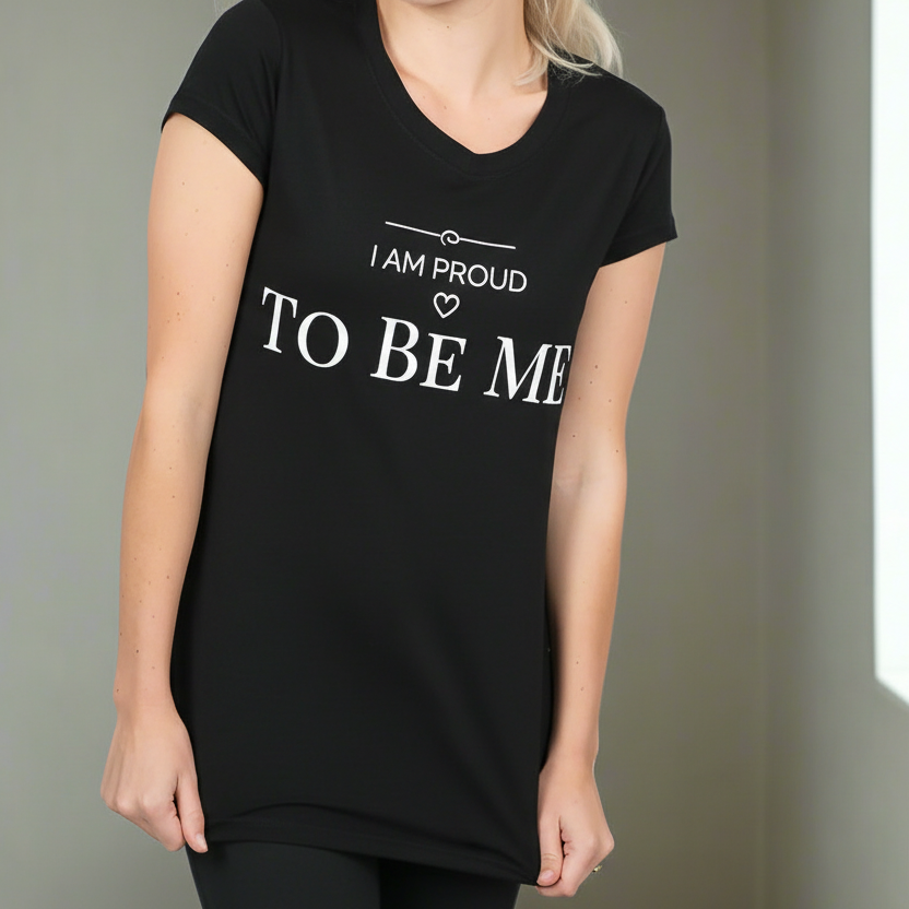 black proud to be me t-shirt woman short sleeve