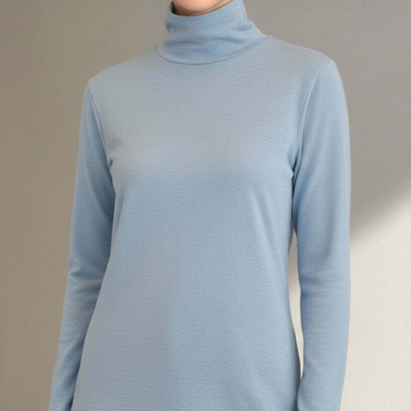 Light blue turtle high neck long sleeve sweater