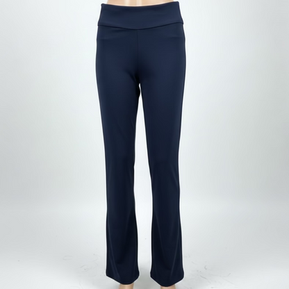 Navy pants on a mannequin against a white background