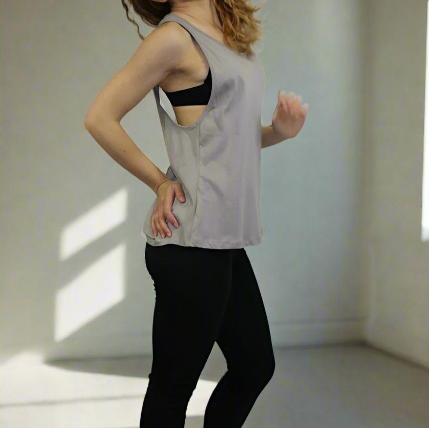 Open Back Singlet Grey Side
