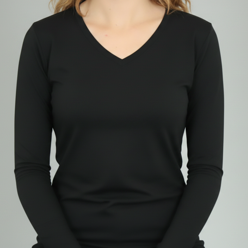 Women's Organic Cotton V-Neck Long Sleeve T-shirt