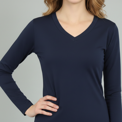 Women's Organic Cotton V-Neck Long Sleeve T-shirt