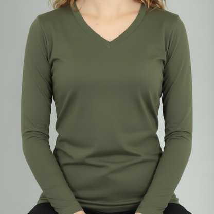 Women's Good Earth Cotton® V-Neck Long Sleeve T-shirt