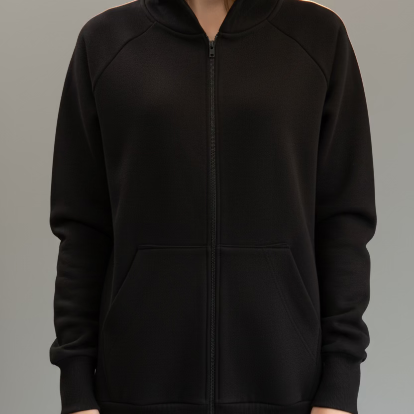 black hoodie woman