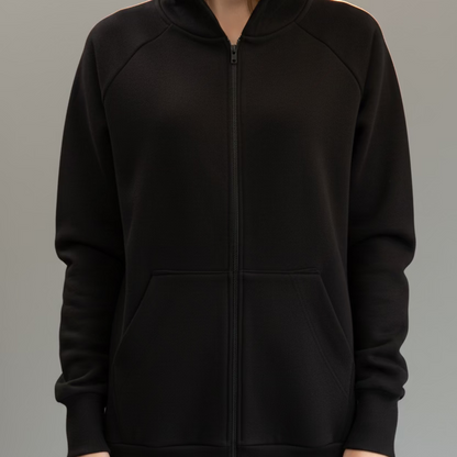 black hoodie woman