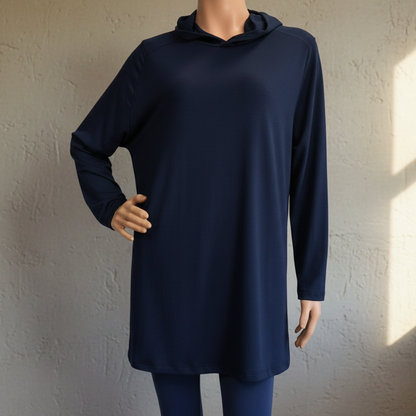 merino hooded top woman navy