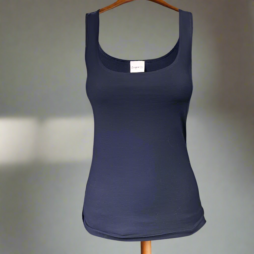 navy singlet woman organic cotton