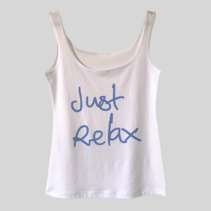 Women's Organic Cotton Singlet with Just Relax Print